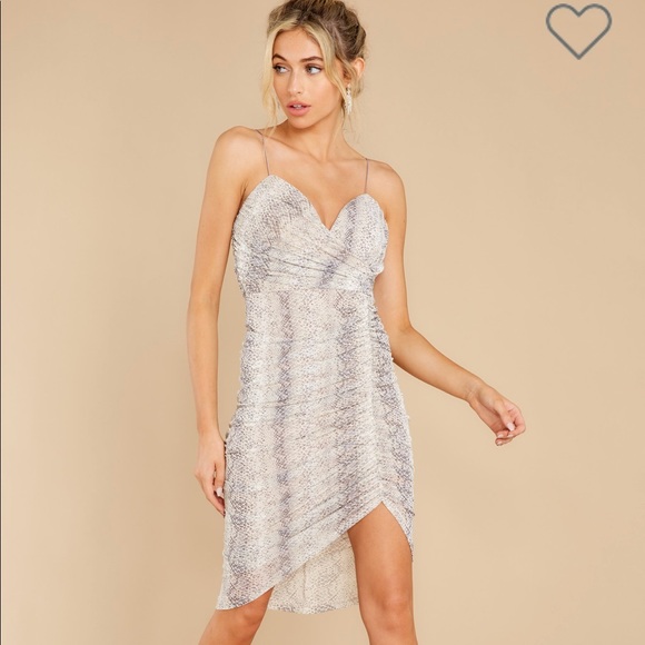 NWT Small Snake print mini grey cream dress - Stretch sweetheart - Picture 2 of 11